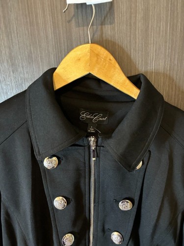 Eden Court Military Jacke Damen groß schwarz Stretch Knopfleiste durchgehender Reißverschluss - Bild 16 von 18