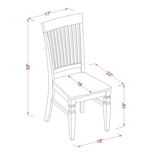 East West Furniture Weston 10" Wood Dining Chairs in Black (Set of 2) - Picture 3 of 3