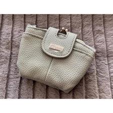 Unused Gray Mini Japanese Wallet with Kiss-Lock Gamaguchi Purse & Zip Pocket