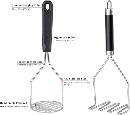 Versatile 2PCS Potato Masher - Heavy Duty Tool for Potatoes, Avocados & More - Imagen 5 de 11