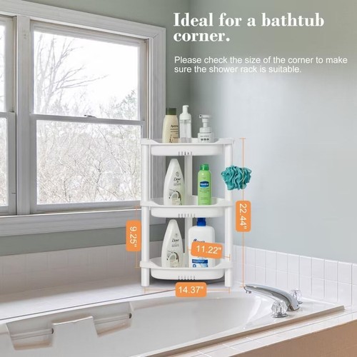 3 Tier Shower Caddy Organizer Shelf Corner, 14.4 x 11.2 x 22.4 Inches, Rustpr... - Picture 7 of 8