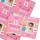 Personalised Wrapping Paper 13th Birthday Pink Girls Photo Custom Gift Wrap