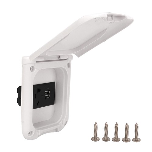 RV Power Outlet Box ABS Magnetic Cover IP44 Waterproof Outdoor Electrical - Bild 3 von 22