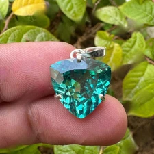 Certified 15.80 Ct Natural Paraiba Tourmaline 925 Silver Pendant Loose Gemstone