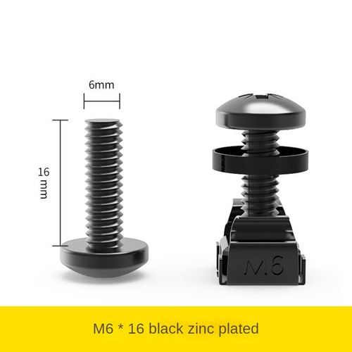 50pcs M6x16mm Cabinet Screws Rack Mount Cage Nuts Screw Washers for Server3168 - Afbeelding 7 van 10