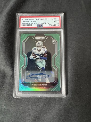 Ceedee Lamb Rookie Auto Prizm Black-Sig-Green PSA 9