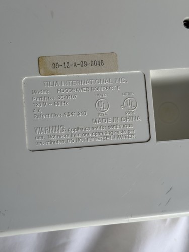 Sellador al vacío manual FoodSaver Compact II blanco almacenamiento de alimentos - Imagen 4 de 4