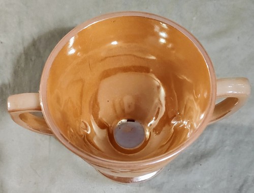 VINTAGE FIRE KING LUSTERWARE GLASS PEACH SUGAR AND CUSTARD BOWL PAIR IN EUC - Picture 4 of 7