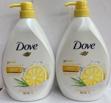 2 Pcs Dove Go Fresh Energize Body Wash Grapefruit  Lemongrass Scent 33.8 Fl Oz