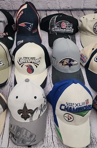 Lot Of 15 Hats Football AFC Champions & Super Bowl NFL NBA MLB - Some Vintage - Picture 3 of 4