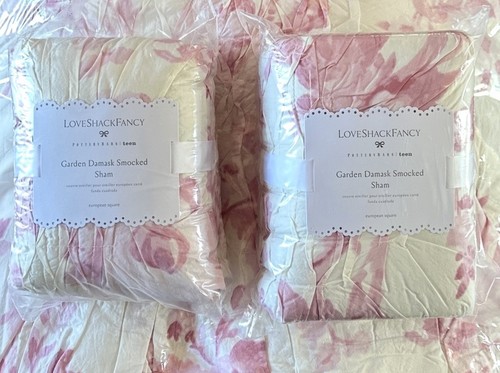 Neu ~ Pottery Barn ~ LoveShack Fancy Garden Damast gesmokte Decke ~ King + 2 Euro Kissenbezüge - Bild 2 von 2