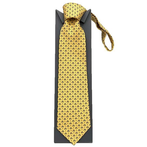 Salvatore Ferragamo Nuevo Corbata Cuello Sin Usar Amarillo Verde Conejo 100% Seda Caja Italia - Imagen 14 de 18