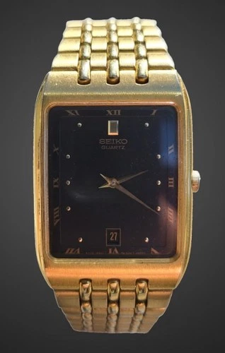 SEIKO Men's Vintage Watch SY39 5B21  - Gold Coloured Case -Black Dial - Working
