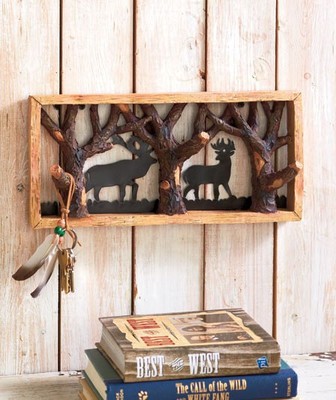 Deer Bear Framed Forestry Hooks Branches Woodland Northwood Lodge