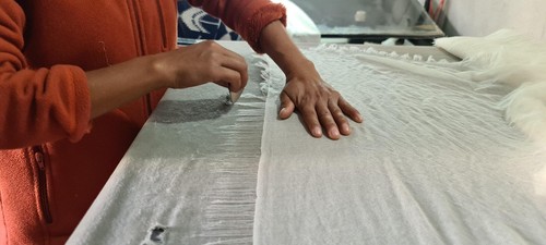 Cashmere Blanket " Sutra (सूत्र)" - Handmade From Nepal, Bedspread - Picture 15 of 17