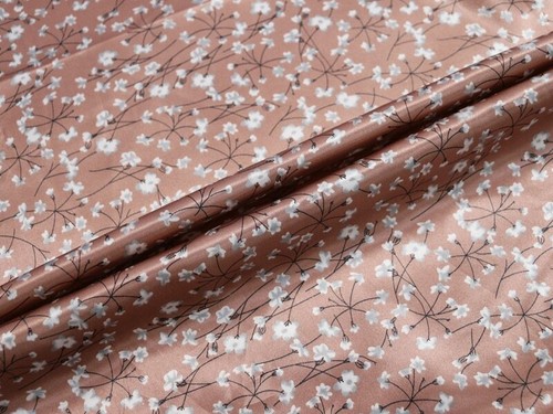 1 Yard Elegant Floral Satin Fabric Soft Charmeuse Material For Scarf Lining - Picture 5 of 13