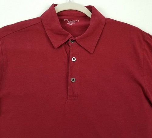 Structure Poloshirt Herren Small Rot Kurzarm Freizeit Slim Fit Baumwolle Stretch - Bild 2 von 10