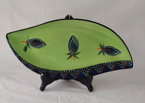 Signed Handmade Handpainted Glazed Multicolor Tribal Trinket Appetizer Bowl 