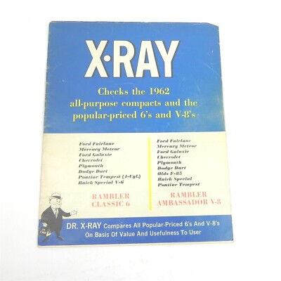 VINTAGE 1962 DR X RAY POPULAR CAR COMPARISON GUIDE FOR V8 AND V6S AMC RAMBLER