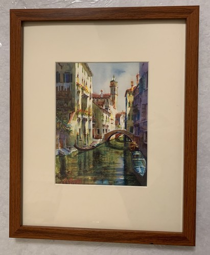 original signed watercolor painting art Venice Italy canals gondolas Cannaregio - Picture 8 of 9