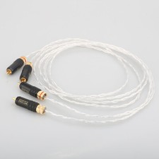 Pair OCC Copper Silver Plated Audio Interconnects Cable with Gold Plate RCA plug