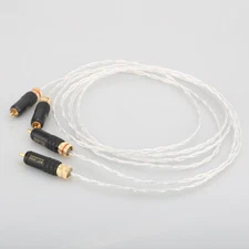 Pair OCC Copper Silver Plated Audio Interconnects Cable with Gold Plate RCA plug