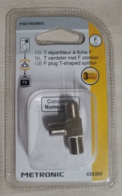 NEUF Répartiteur Antenne TV en T À Fiche F Metronic - Photo 1/2