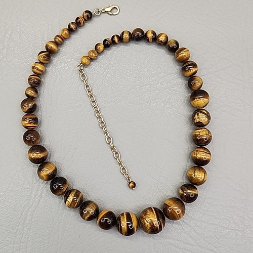 Tigers Eye Beaded Necklace Graduated 19" - Picture 1 of 13