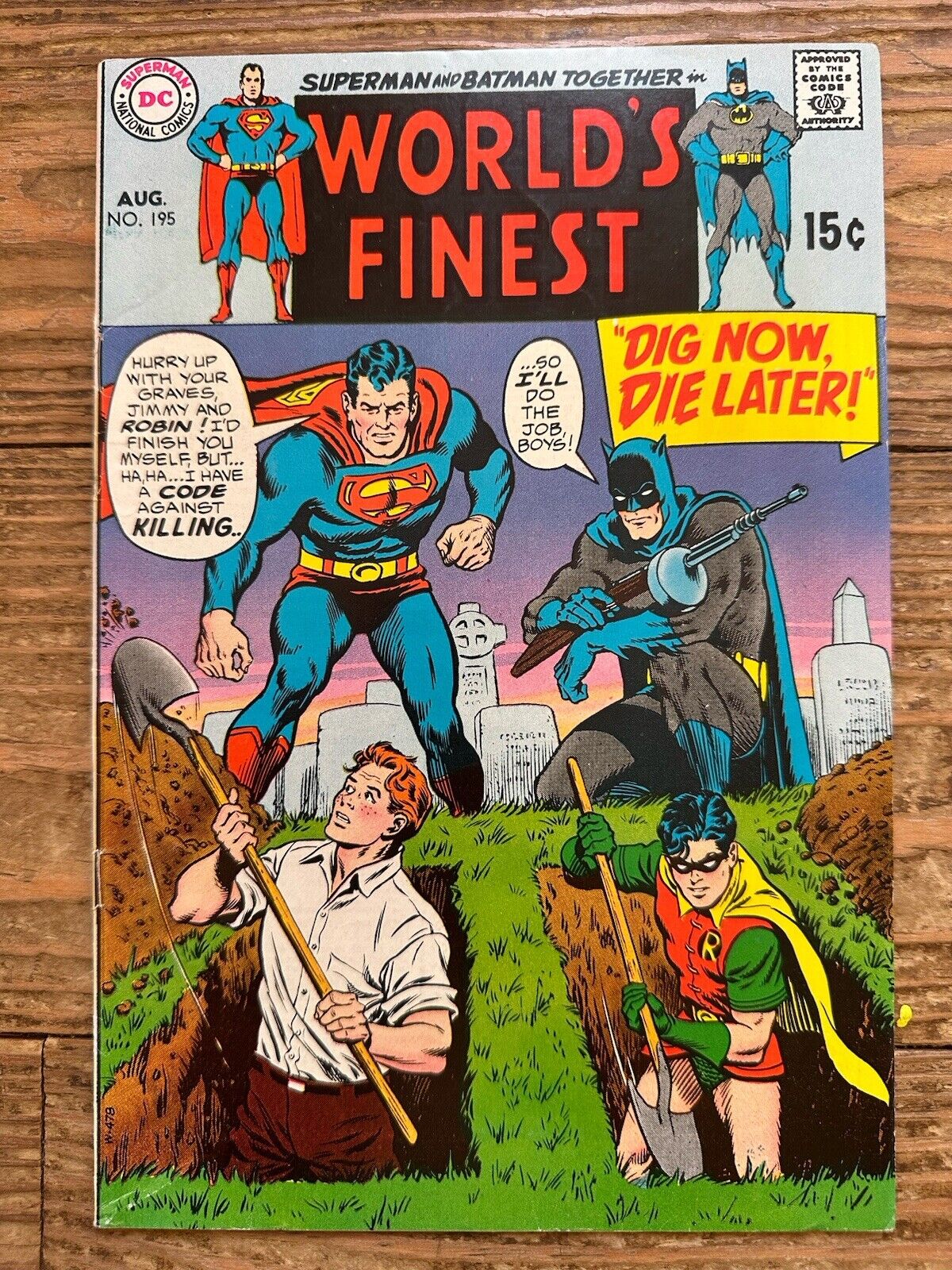 World's Finest 195 VF 8.0 DC Comics 1970  Bronze Age Classic Cover Batman Supes