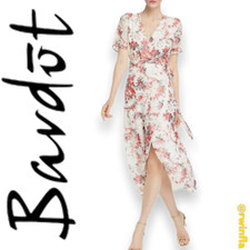 Bardot Midi Wrap Dress Short Sleeve Floral Casual Daytime Small NWT