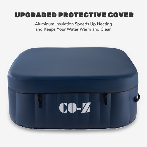 CO-Z Portable Inflatable Hot Tub Spa w Cover 120 Air Jet 2-4 Person Square Blue - Picture 7 of 12