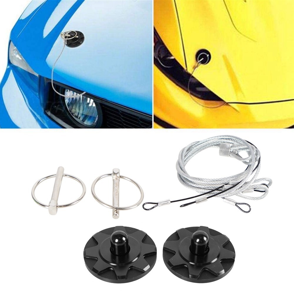 2 Set Universal Car Hood Pin Kit Aluminum Alloy Hood Pin Lock Latch Catch Black 768596458437 eBay