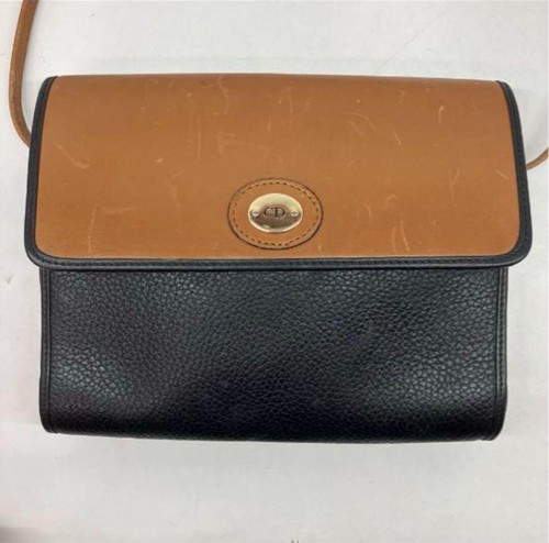 Dior Leather Shoulder Bag Auth Black Brown Medium Women From Japan - Picture 2 of 10