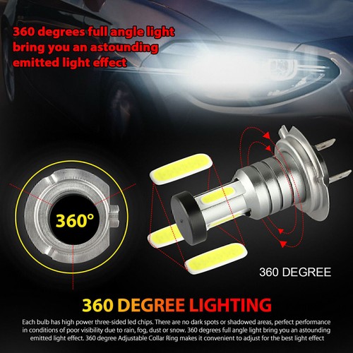 2x H7 LED Headlight Bulb Kit High Low Beam 30000LM Super Bright 6500K White - Picture 3 of 10
