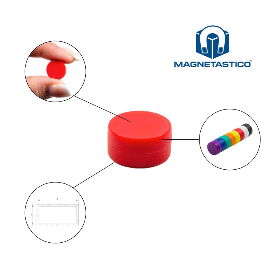 Magnetastico® | Starke Neodym Magnete mit Schutzschicht 12x6 mm | Bunt 8 Farben - Bild 2 von 4