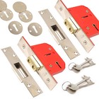 2x HIGH SECURITY 5 Lever Dead Bolt MORTICE LOCK 63mm Set Door/Entrance PAIR