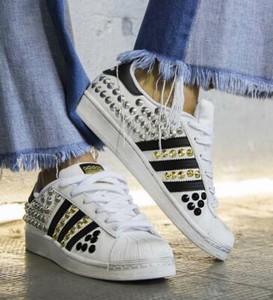 Adidas Superstar Classiche Bianche Strisce Nero Borchie Colorate Borchiate  2020 | eBay