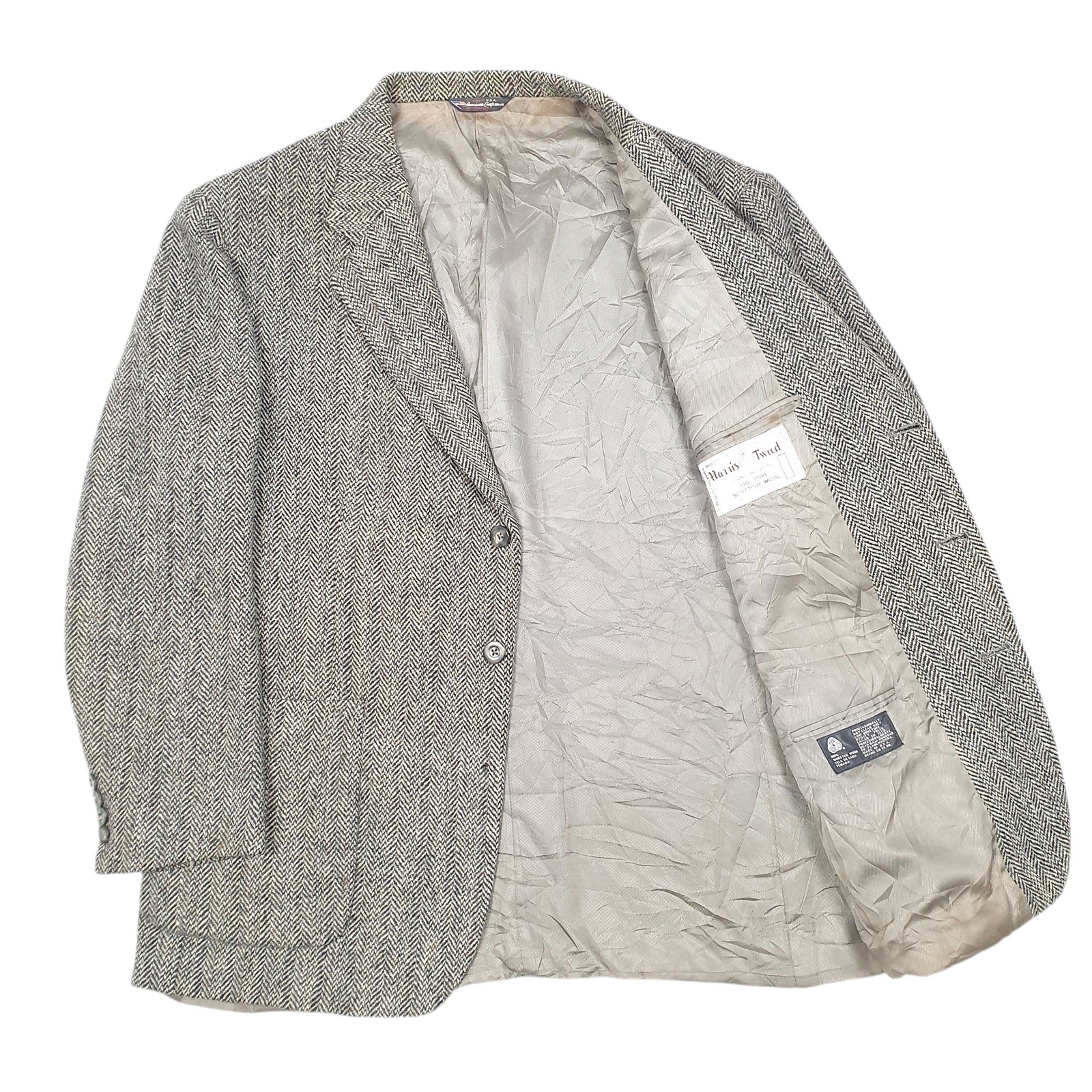 HARRIS TWEED Blazer Jacket Coat Vintage Worsted Made In USA L image 2