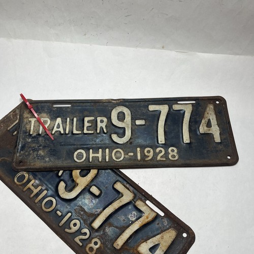 1928 Ohio TRAILER PAIR License Plate Tag Original Set - Picture 2 of 6
