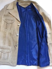 Vtg 40s Fire Embellished Western Suede Leather Ranch Jacket Aztec Mexico Eagle