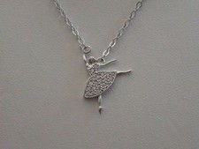 925 STERLING SILVER BALLERINA NECKLACE PENDANT W/ .50 CT SIMULATED DIAMONDS