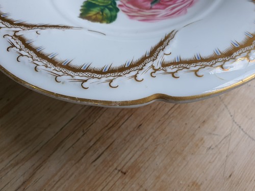 Antique Royal Worcester Cake Stand Handpainted Rose Pedestal Tazza Comport Flora - Picture 15 of 18