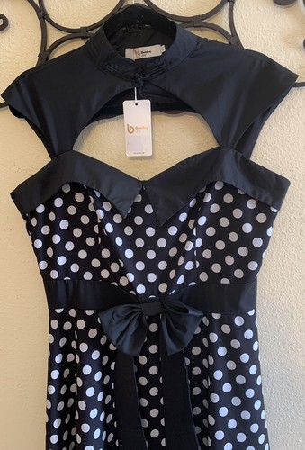 FIT & FLARE Dress BLACK WHITE POLKA DOT SIZE XL NWT - Picture 3 of 5
