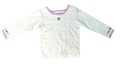 Osk Kosh B'Gosh weiß lila Schmetterling Langarm Baby Mädchen 24 Monate Shirt - Bild 1 von 9