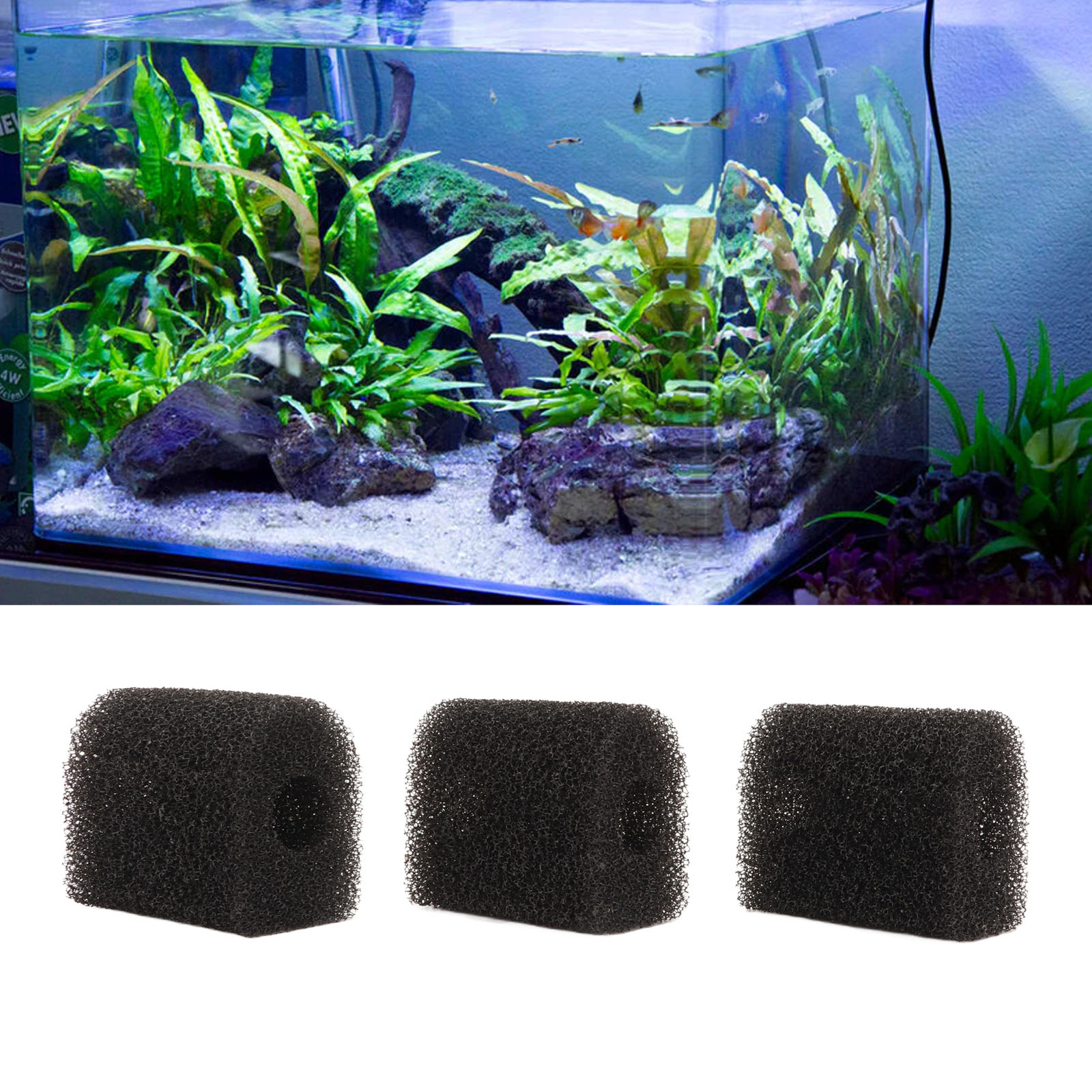 3Pcs Aquarium Filter Sponge Roll Efficient Filtration Prevent Clogging