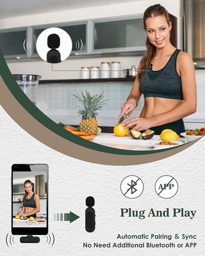 Microfono da bavero con custodia di ricarica per iPhone fotocamera DSLR microfono wireless Android - Foto 3 di 8