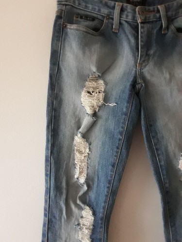 Bardot Denim Jeans Girls Sm Womens Size 7 Distressed Blue W28 Cotton Low Rise - Picture 4 of 12