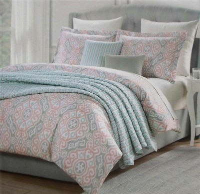 Cynthia Rowley Full Queen Duvet 2 Pillow Shams Ikat Medallion