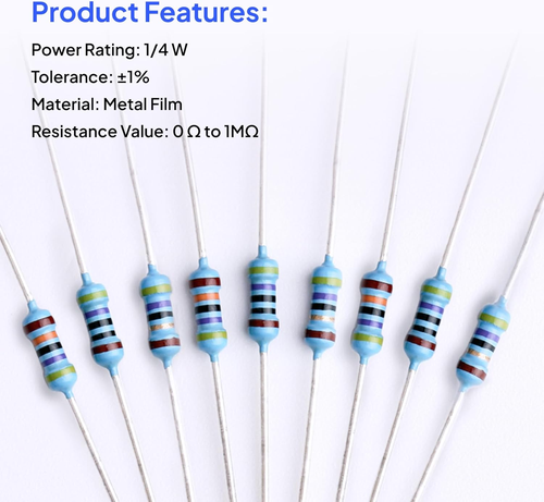 17 Values 1% Resistor Kit Assortment, 0 Ohm-1M Ohm (Pack of 525) - Picture 2 of 7