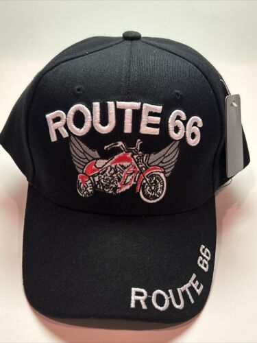 Gorra Hombre Route 66 Motocicleta Ajustable Snapback Gorra Negra Talla Única Nueva - Imagen 2 de 24